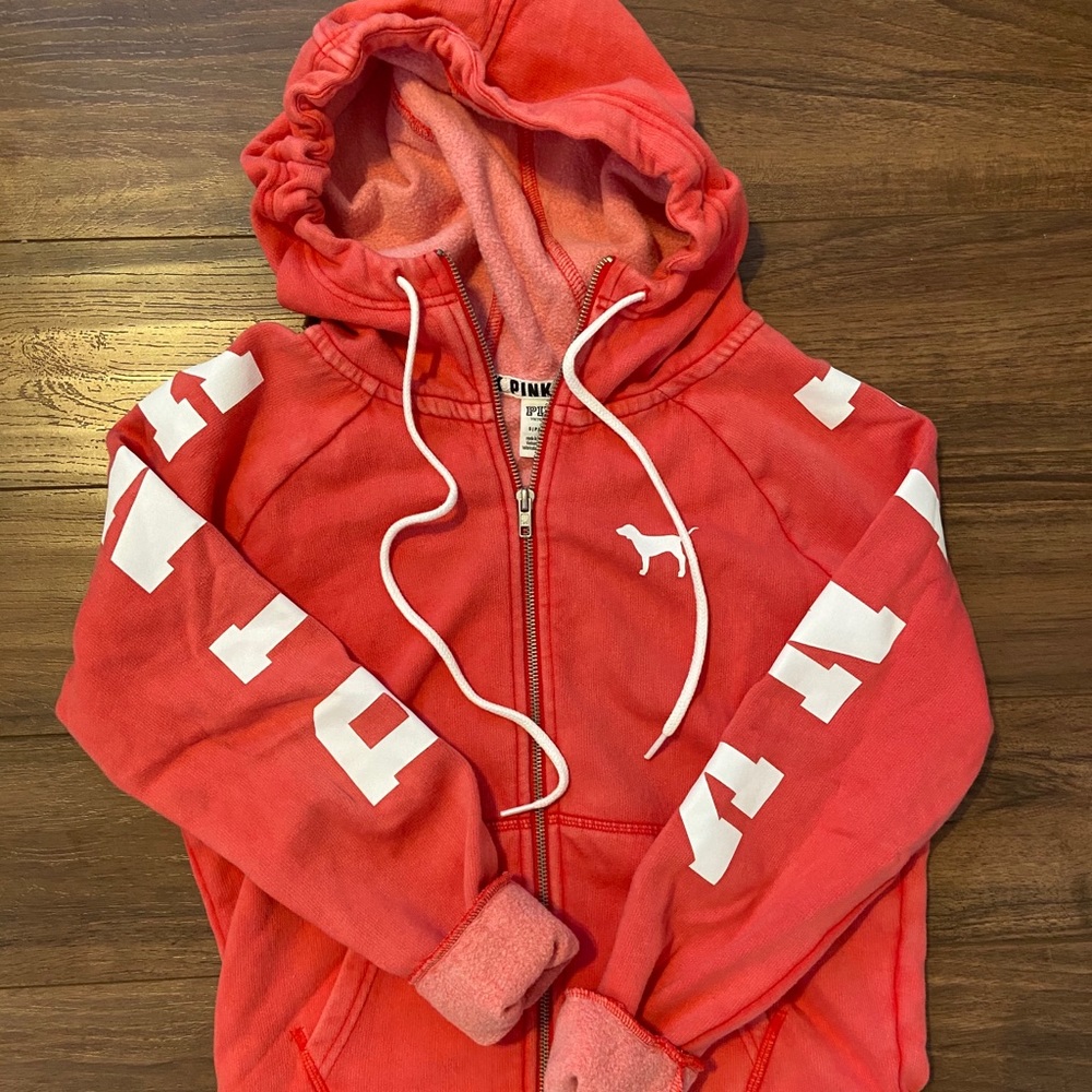 PINK Red Zip Hoodie